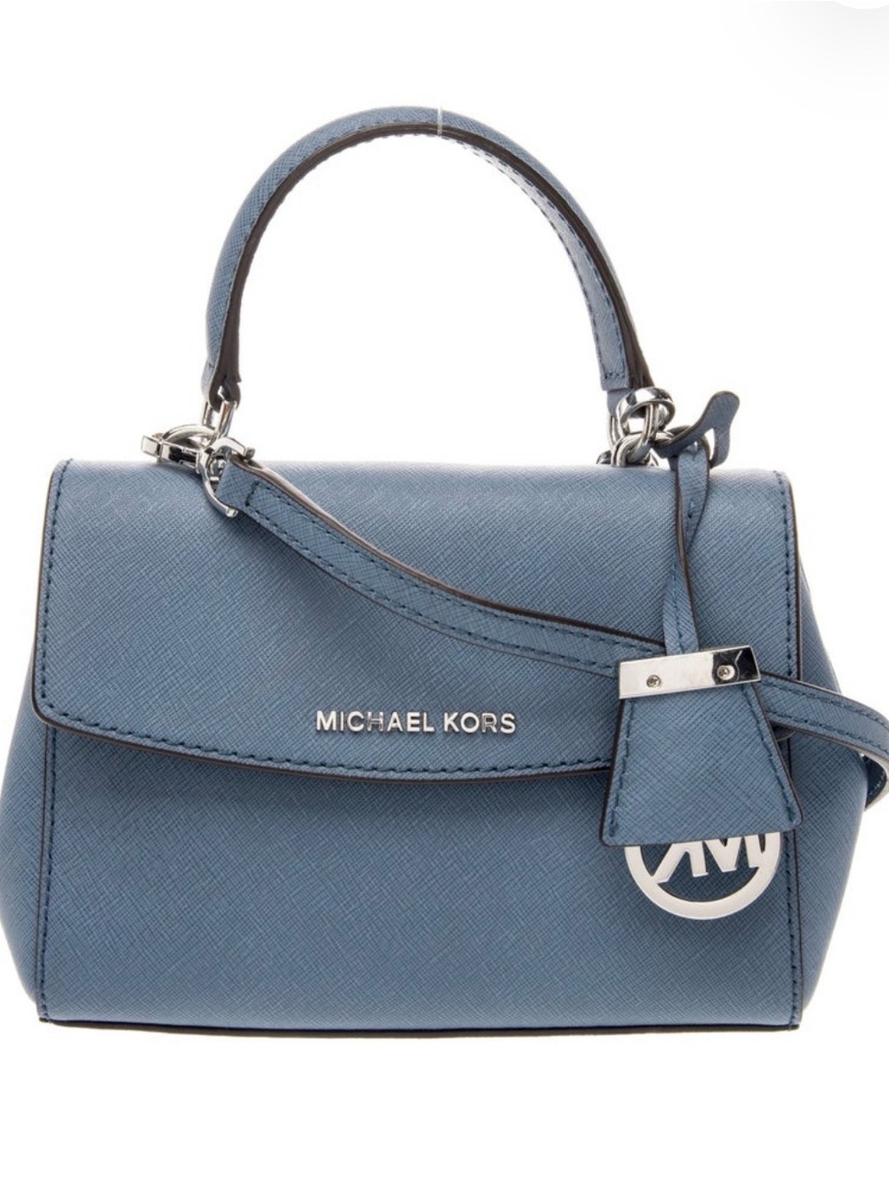 MICHAEL KORS Dusty Blue Leather Mini Satchel
